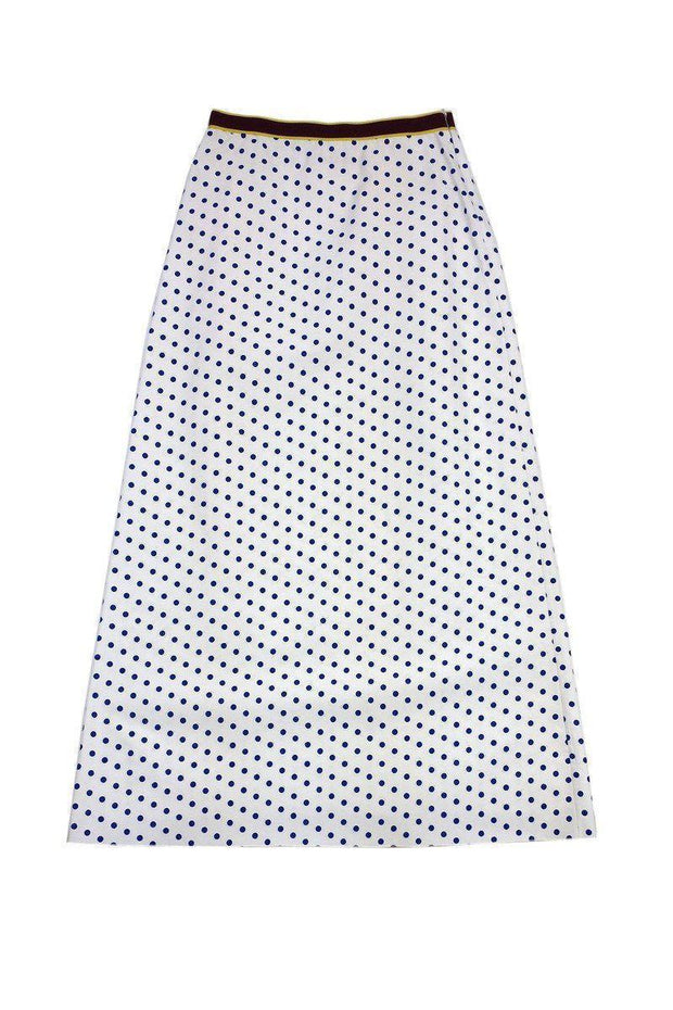 Current Boutique-Marni - White & Blue Polka Dot A-Line Maxi Skirt Sz 4