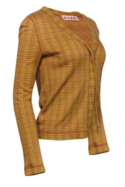 Current Boutique-Marni - Yellow & Light Brown Plaid Button-Up Cotton Cardigan Sz 6