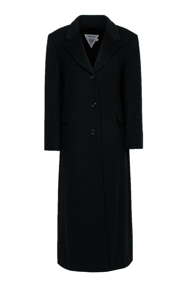 Current Boutique-Marvin Richards - Black Cashmere Long Line Oversized Classic Collared Coat Sz 14