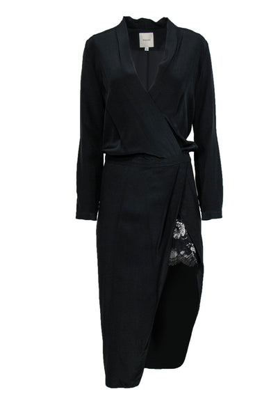Current Boutique-Mason - Black Long Sleeve Silk Maxi Dress Sz 2