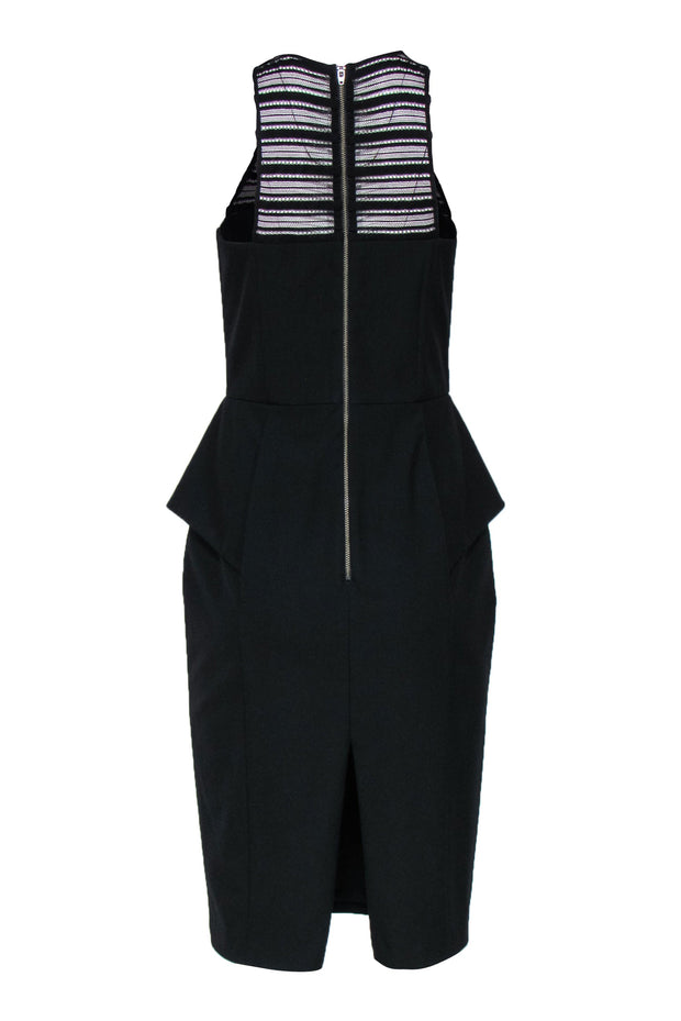 Current Boutique-Mason - Black Sleeveless Sheath Dress w/ Lace Paneling & Peplum Hem Sz 6