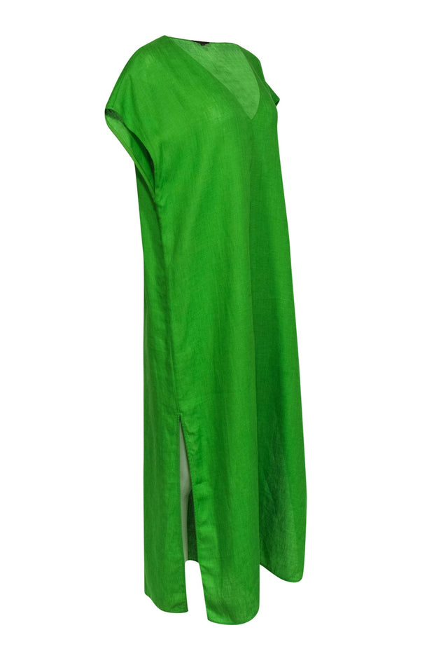 Current Boutique-Massimo Dutti - Lime Green Short Sleeve Linen Dress Sz XS/S