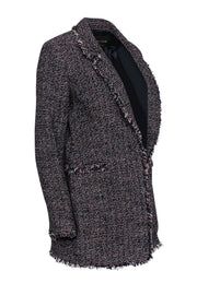 Current Boutique-Massimo Dutti - Navy, Brown & Maroon Marbled Tweed Overcoat Sz 8