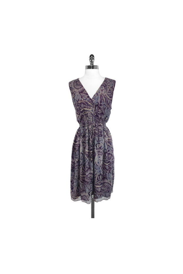 Current Boutique-Massimo Dutti - Purple Paisley Silk Sleeveless Dress Sz 2
