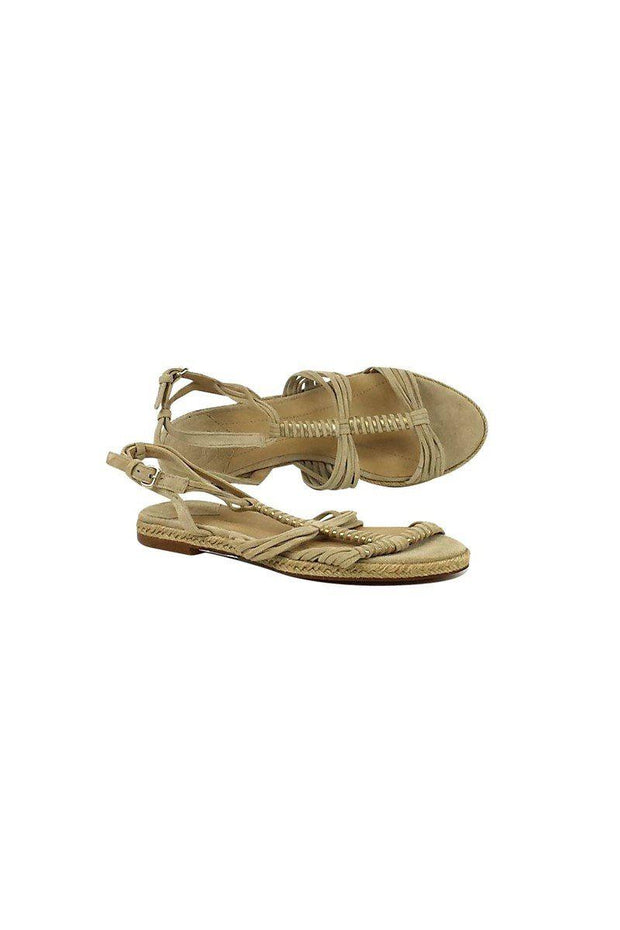 Current Boutique-Massimo Dutti - Tan & Gold Strappy Sandals Sz 6.5