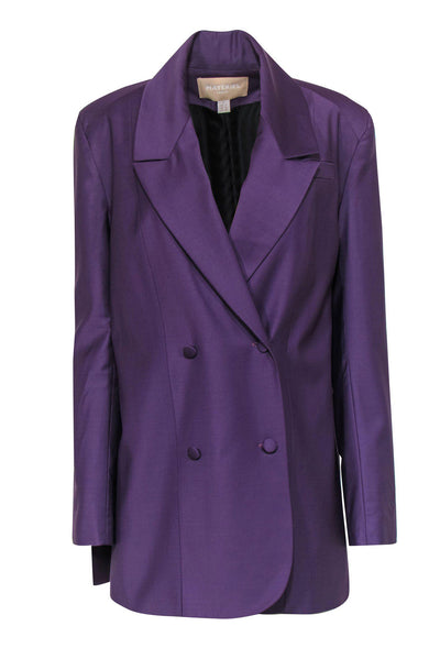 Current Boutique-Materiel Tbilisi - Purple Double Breasted Button-Up Oversized Blazer w/ Side Slits Sz M