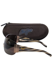 Current Boutique-Maui Jim - Brown “Kula” Shield Sunglasses w/ Marbled Arms