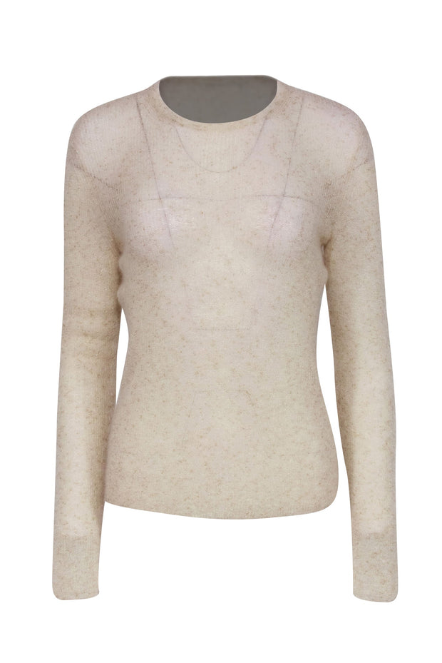 Current Boutique-Max Mara - Beige & Gold Metallic Light Knit Sweater Sz S