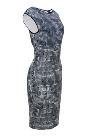 Current Boutique-Max Mara - Beige & Navy Patterned Sheath Dress Sz S