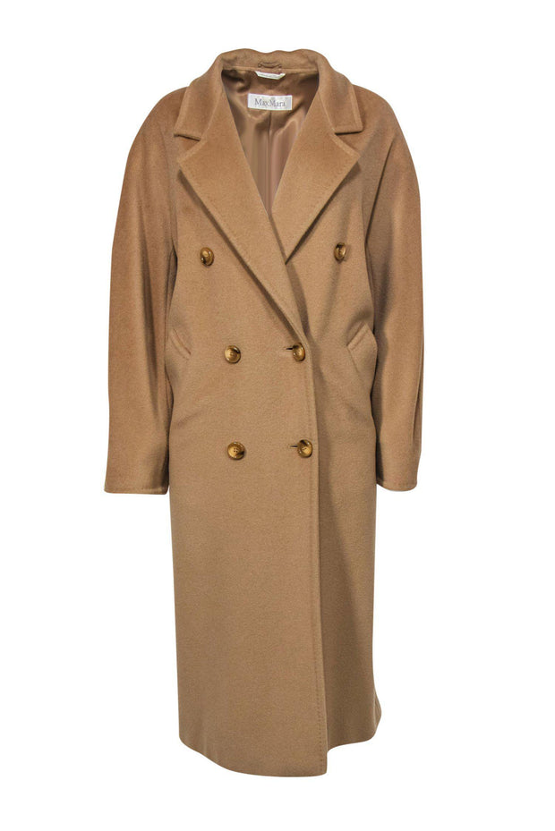 Current Boutique-Max Mara - Beige Wool Double Breasted Longline Coat Sz 10
