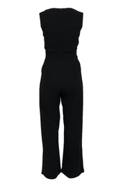 Current Boutique-Max Mara - Black Crepe V-Neckline Jumpsuit w/ Ruffle Sz 4