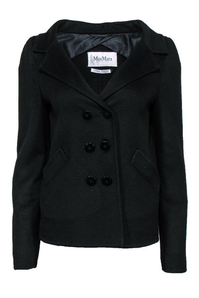 Current Boutique-Max Mara - Black Double Breasted Wool Peacoat Sz 8