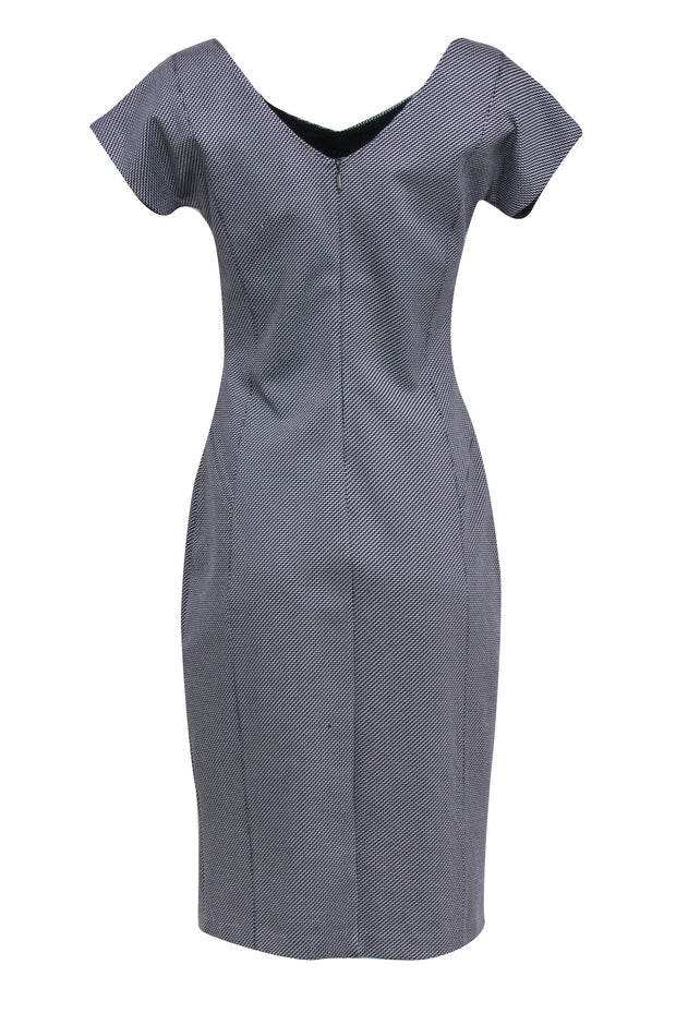 Current Boutique-Max Mara - Black & Grey Mini Zig-Zag Print Midi Sheath Dress Sz 8
