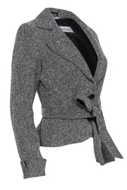 Current Boutique-Max Mara - Black & Ivory Marbled Tweed Belted Blazer Sz 6
