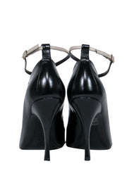 Current Boutique-Max Mara - Black Leather Anklestrap "Galante" Pointed Toe Pumps Sz 8.5