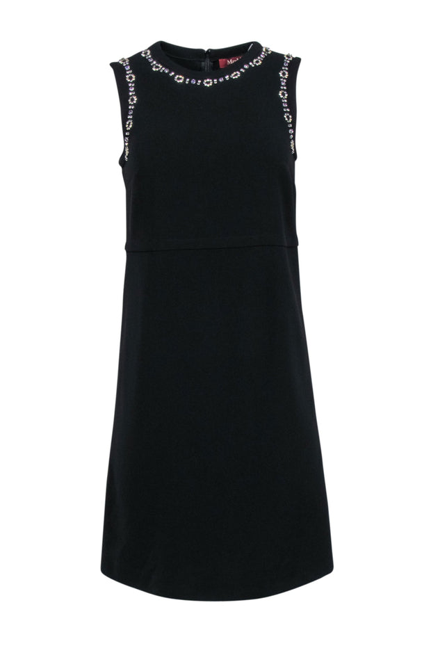 Current Boutique-Max Mara - Black Sleeveless Sheath Dress w/ Jewel Neckline Sz 6