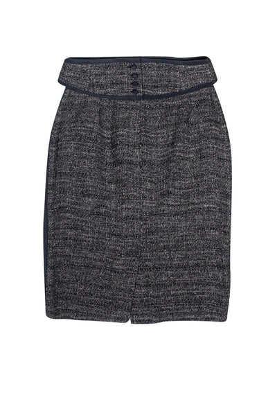 Current Boutique-Max Mara - Black Tweed Pencil Skirt w/ Cummerbund Sz 4