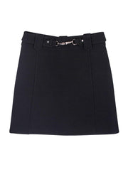 Current Boutique-Max Mara - Black Wool Blend Skirt w/ Buckle Sz 4