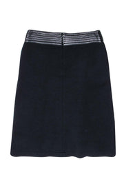Current Boutique-Max Mara - Black Wool Pencil Skirt w/ Leather Trim Sz 4