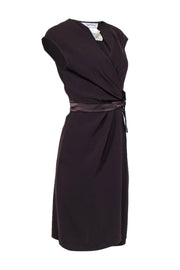 Current Boutique-Max Mara - Brown Sleeveless Wrap Dress w/ Satin Ties Sz 8