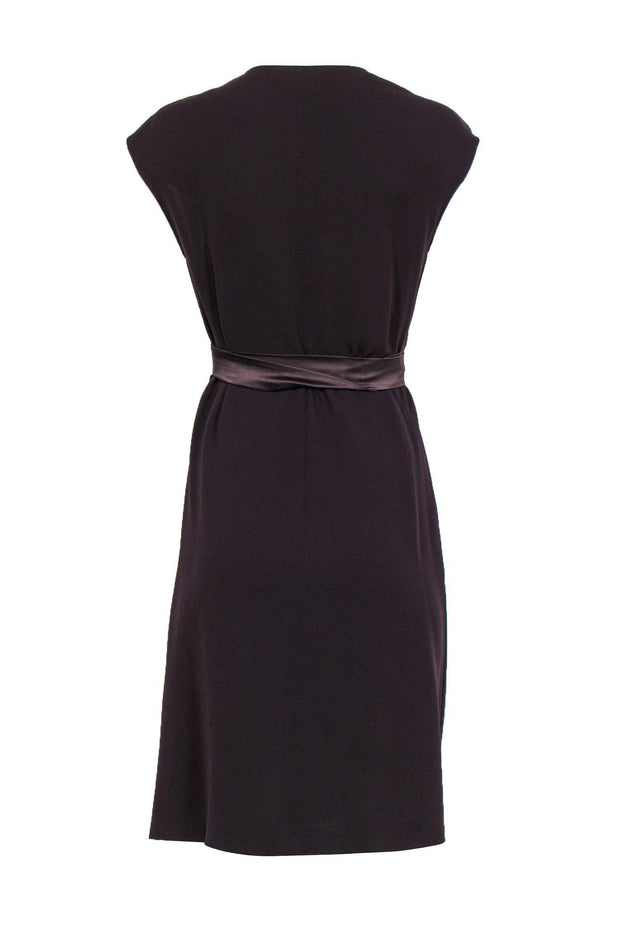 Current Boutique-Max Mara - Brown Sleeveless Wrap Dress w/ Satin Ties Sz 8