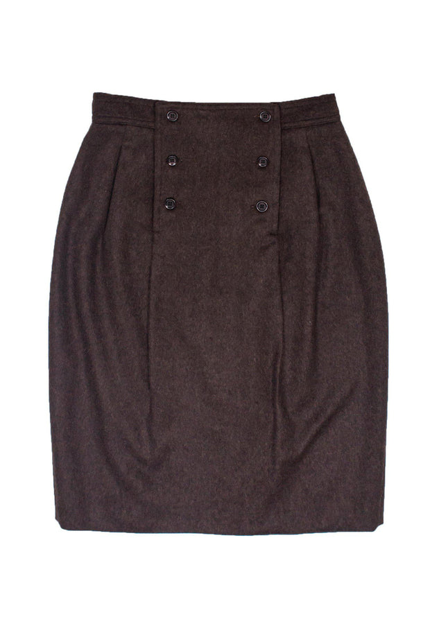Current Boutique-Max Mara - Dark Olive Green Wool & Angora Skirt Sz 6