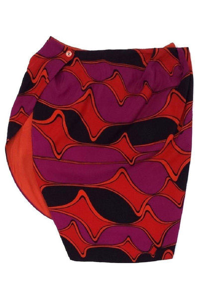 Current Boutique-Max Mara - Fuchsia & Orange Print Silk Wrap Skirt Sz 2