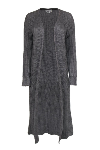 Current Boutique-Max Mara - Grey Long Textured Open Knit Cardigan Sz S