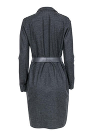 Current Boutique-Max Mara - Grey Wool Blend Long Sleeve Sheath Dress w/ Belt Sz 10