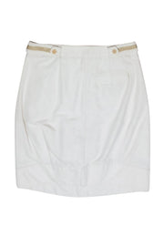 Current Boutique-Max Mara - Ivory Front Pleated Skirt w/ Gold Striped Waistband Sz 6