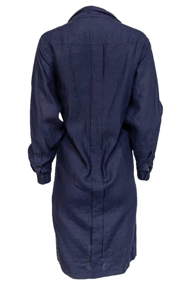 Current Boutique-Max Mara - Navy Linen Button-Up Shirt Dress Sz L
