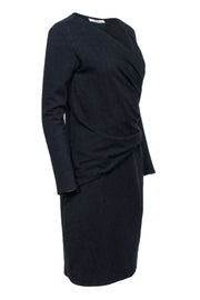 Current Boutique-Max Mara - Navy Long Sleeve Wrap Bodice Dress Sz M