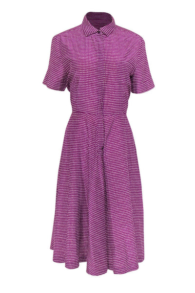 Current Boutique-Max Mara - Purple & White Printed Silk Blend Shirt Dress Sz 14