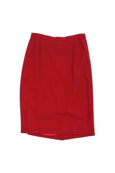 Current Boutique-Max Mara - Red Lightweight Wool Pencil Skirt Sz 12