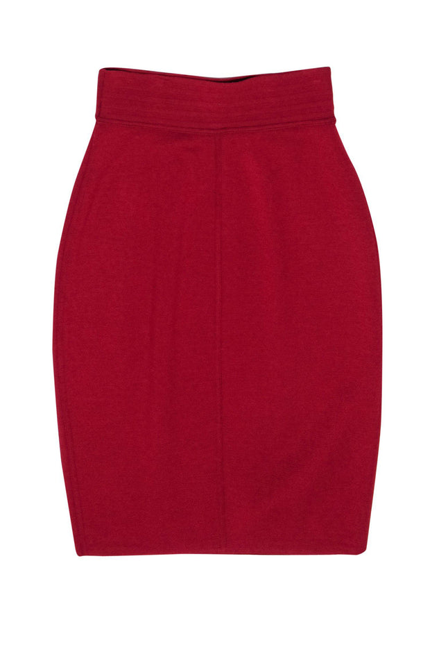 Current Boutique-Max Mara - Red Wool Knit Pencil Skirt Sz L