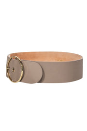 Current Boutique-Max Mara - Taupe Leather Wide Buckle Belt