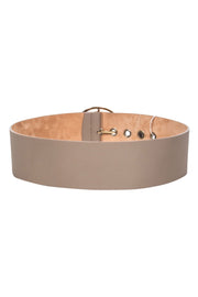 Current Boutique-Max Mara - Taupe Leather Wide Buckle Belt