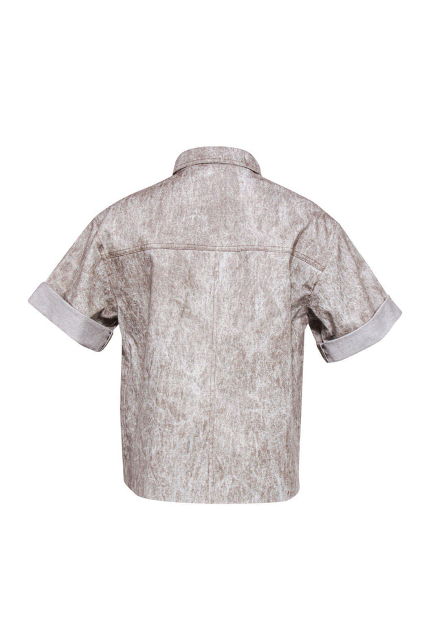 Current Boutique-Max Mara - Taupe Rolled Short Sleeved Denim Jacket Sz 6