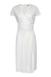 Current Boutique-Max Mara - White Cap Sleeve Pleated "Feluca" Sheath Dress Sz 14