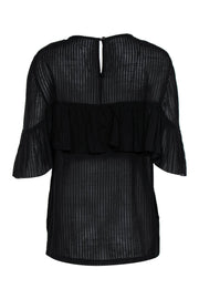 Current Boutique-Megan Park - Black Striped Sheer Top w/ Beading Sz 10