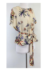 Current Boutique-Megan Park - Light Tan Print Silk Blouse Sz 0