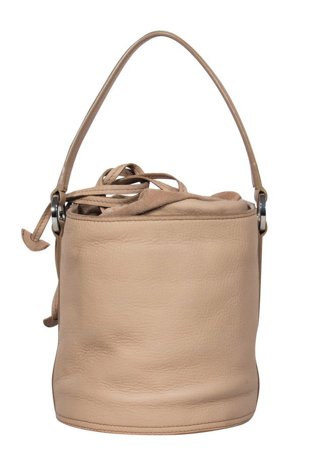 Current Boutique-Meli Melo - Beige Leather Drawstring Bucket Bag