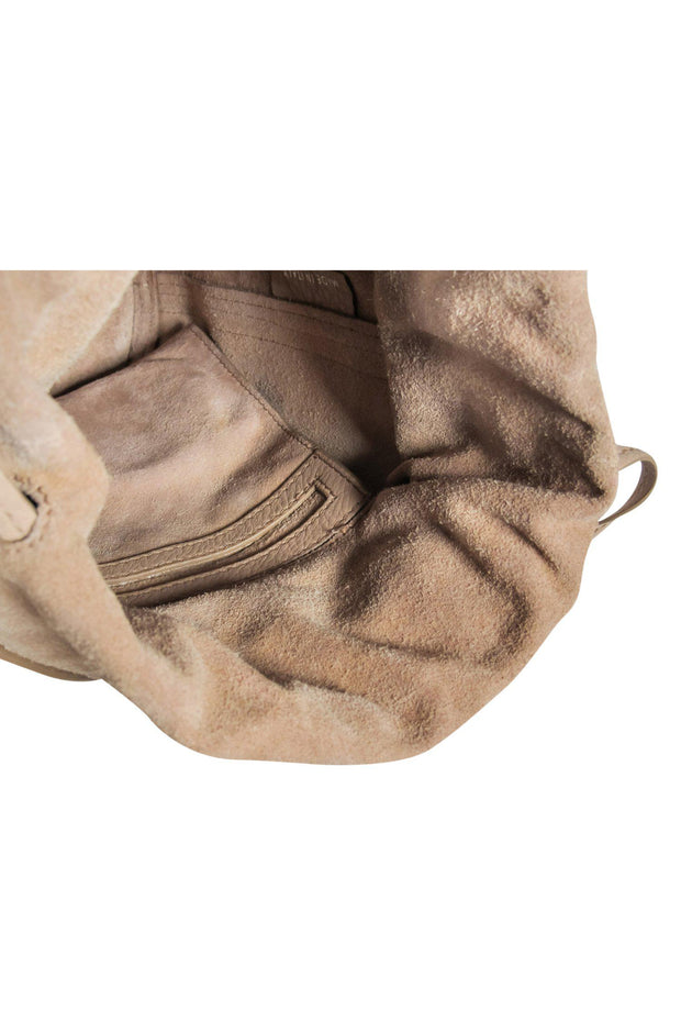 Meli Melo - Beige Leather Drawstring Bucket Bag – Current Boutique