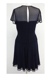 Current Boutique-Melinda Eng - Navy Silk Short Sleeve Dress Sz 12