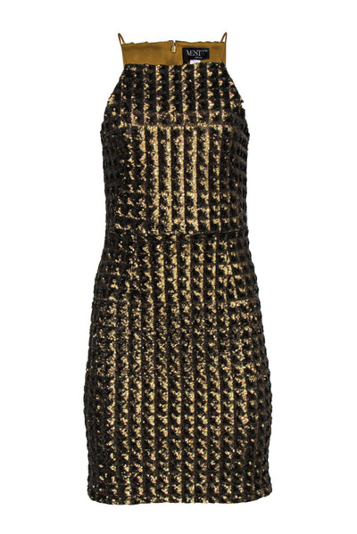 Current Boutique-Mestiza - Gold Sequin Sleeveless Sheath Dress Sz 0
