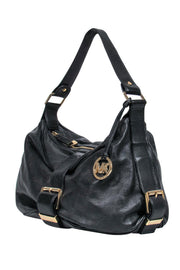 Current Boutique-Michael Kors - Black Leather Slouchy Shoulder Bag w/ Buckles