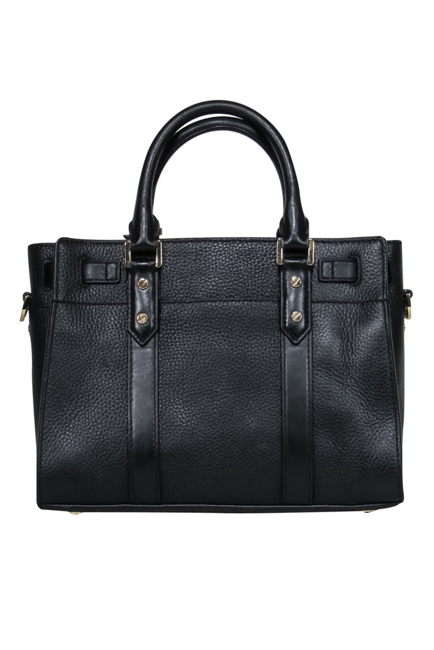 Current Boutique-Michael Kors - Black Pebbled Leather Structured Convertible Crossbody w/ Studded Trim & Lock