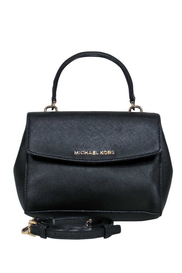 Michael Kors - Black Textured Leather Mini Handbag w/ Crossbody