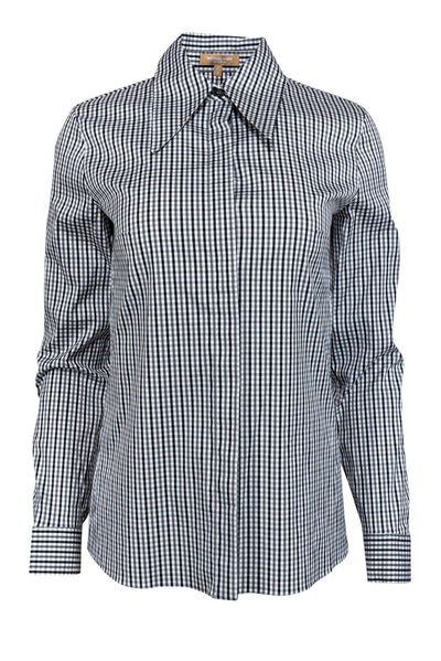 Current Boutique-Michael Kors - Black, White & Gray Checkered Button-Up Sz 2