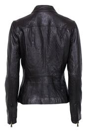 Current Boutique-Michael Kors - Brown Leather Zip-Up Jacket Sz M